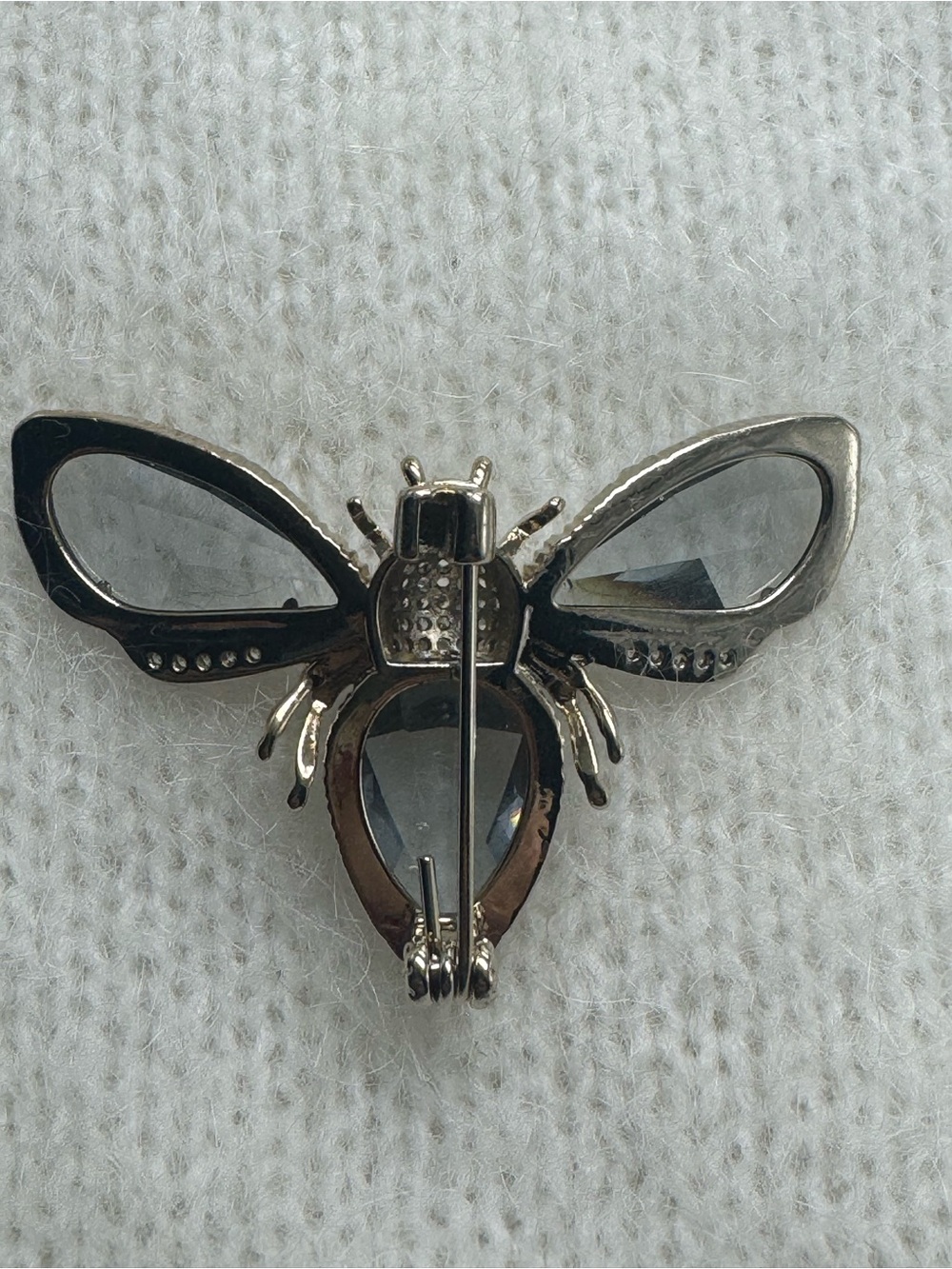 Smoky Crystal Bee Brooch Rhinestone Insect Pin - Picture 5 of 6
